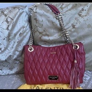 Authentic Valentino Red Leather Quilted Bag